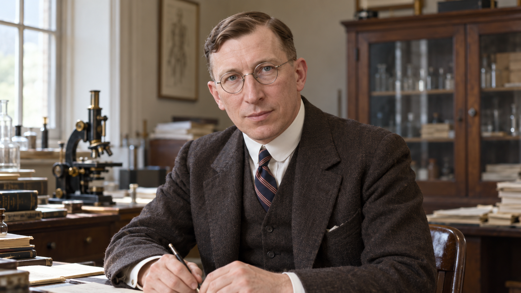 Frederick Banting in a medical research office