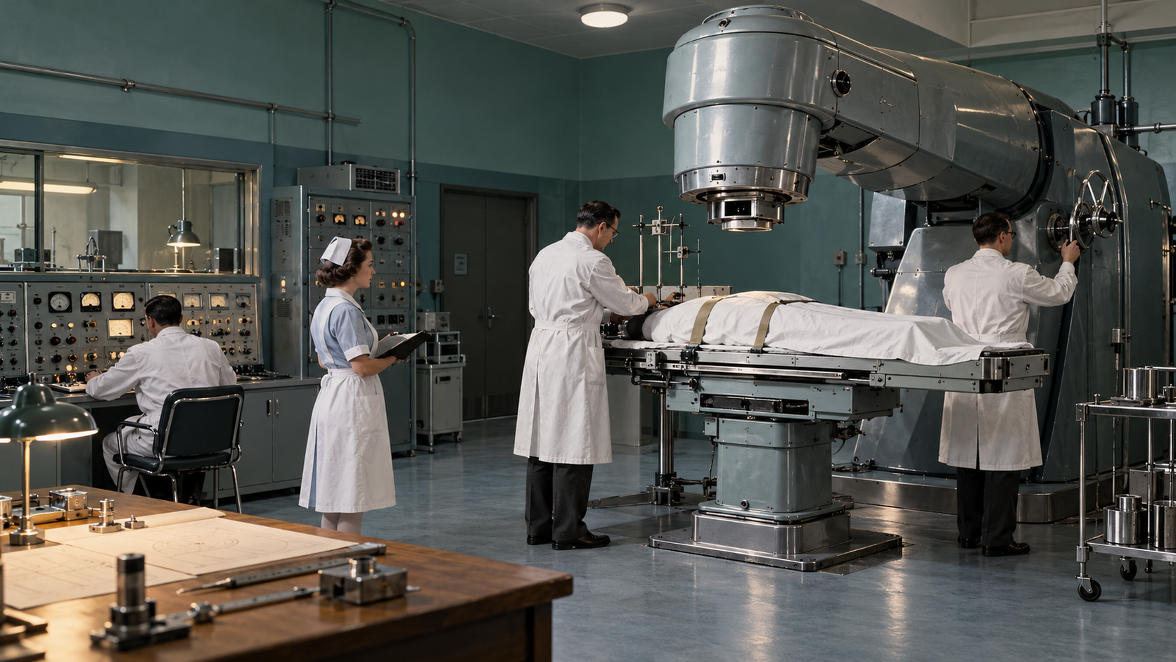 1953 Hammersmith Hospital medical linear accelerator treatment room