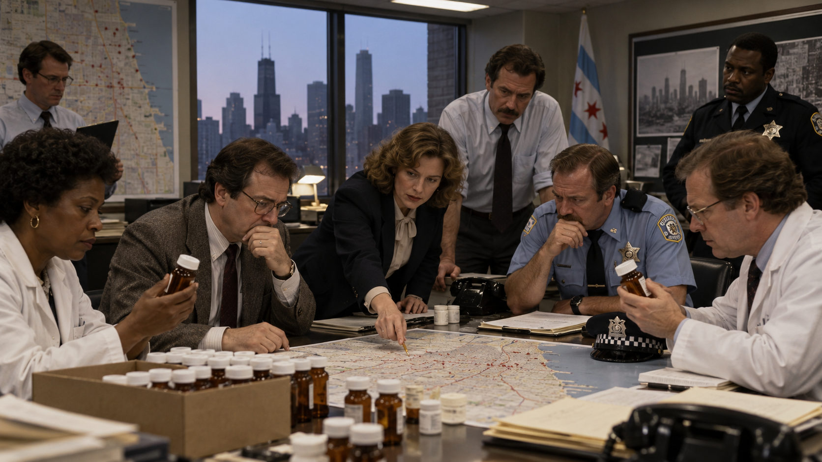 1982 Chicago public-health response examining medicine bottles after the Tylenol poisonings