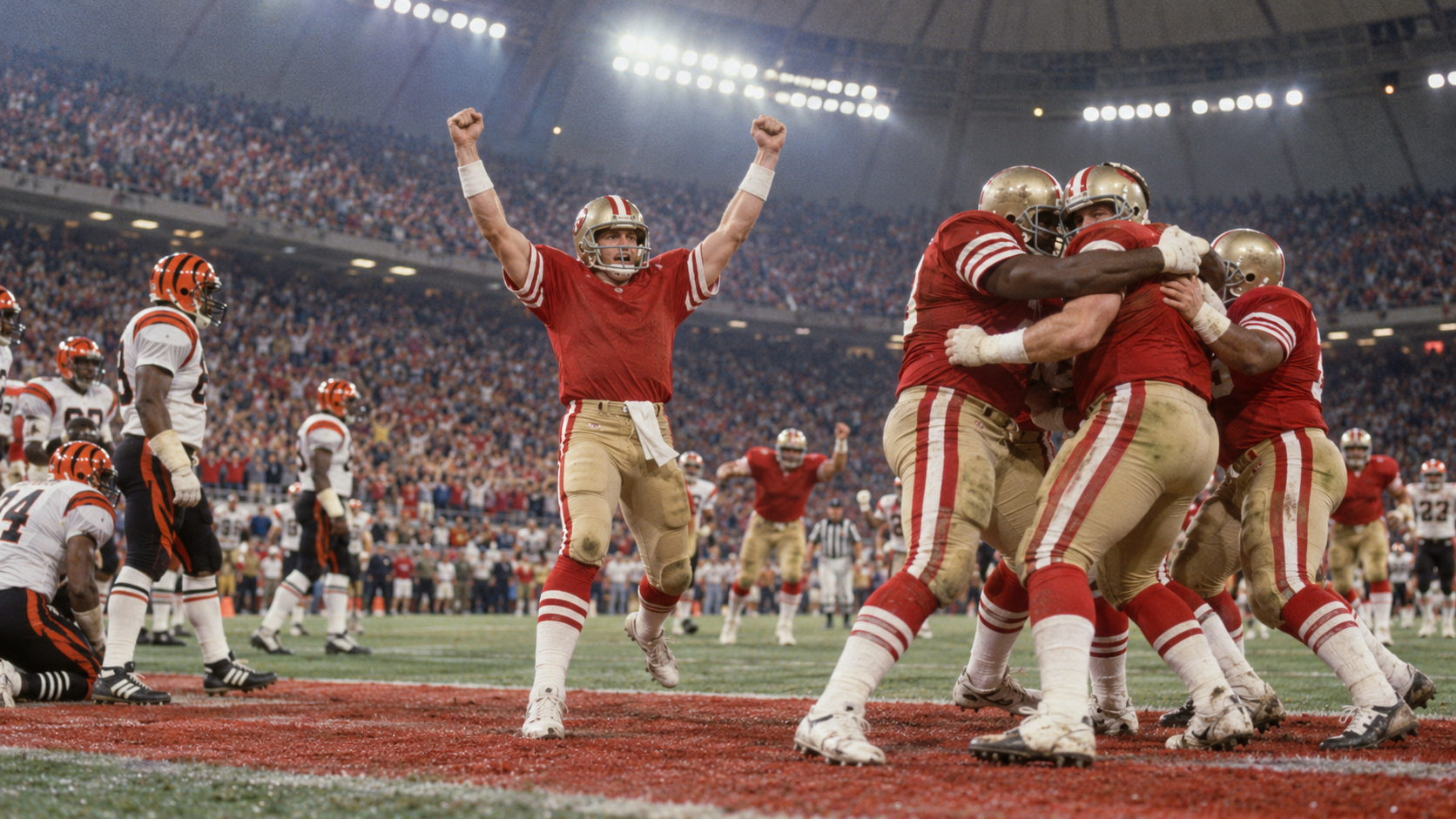 AI reconstruction of San Francisco celebrating its first Super Bowl title