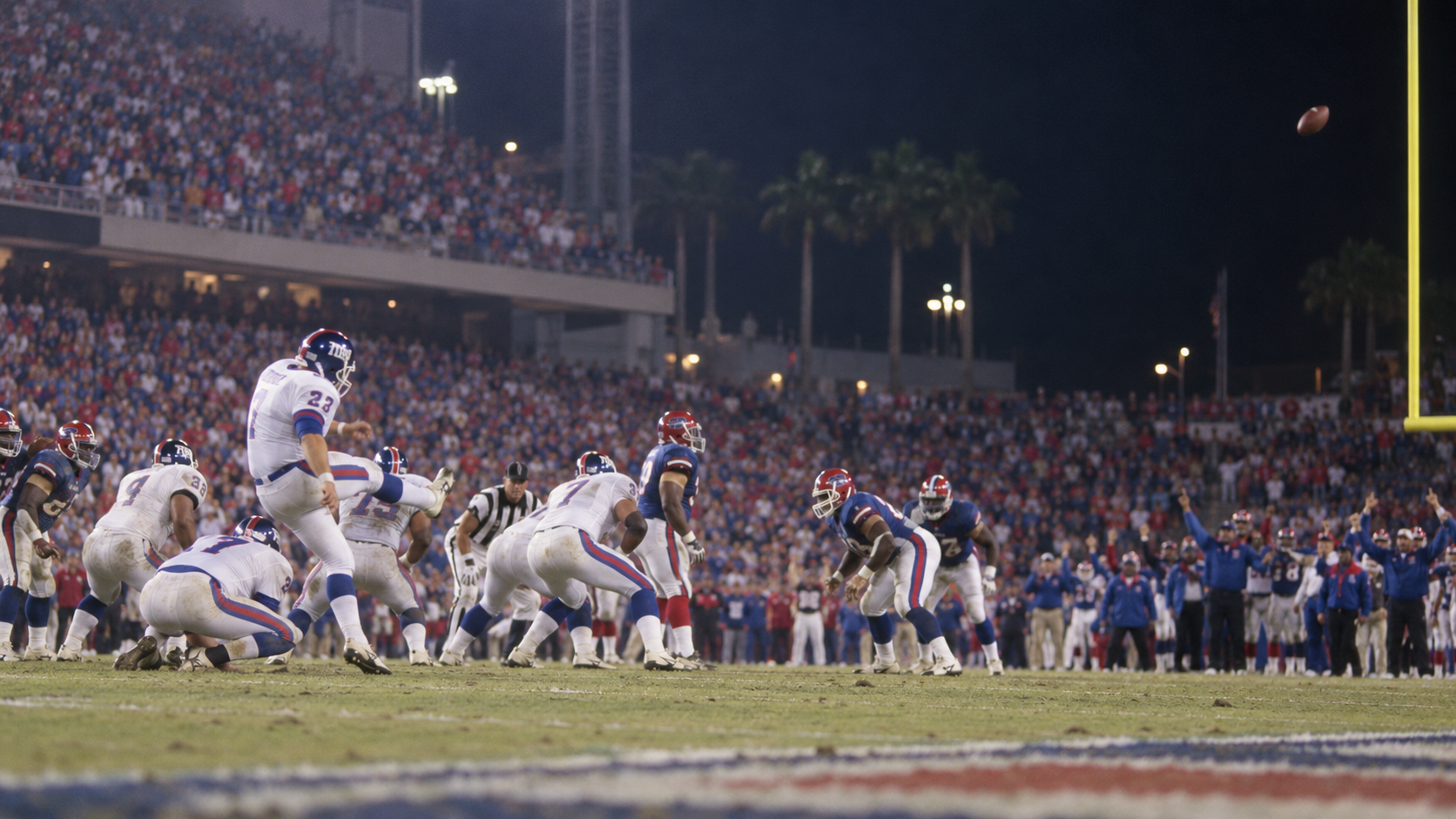 AI reconstruction of the missed field goal ending Super Bowl XXV