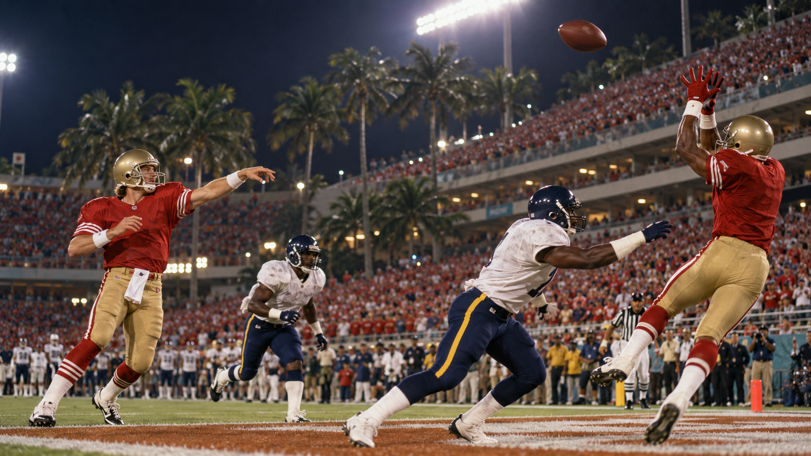AI reconstruction of Steve Young throwing in Super Bowl XXIX