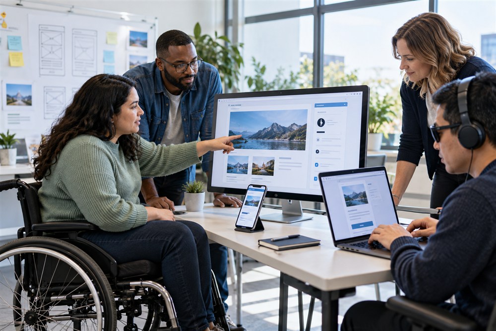 Realistic editorial scene illustrating Accessibility for a technology explainer