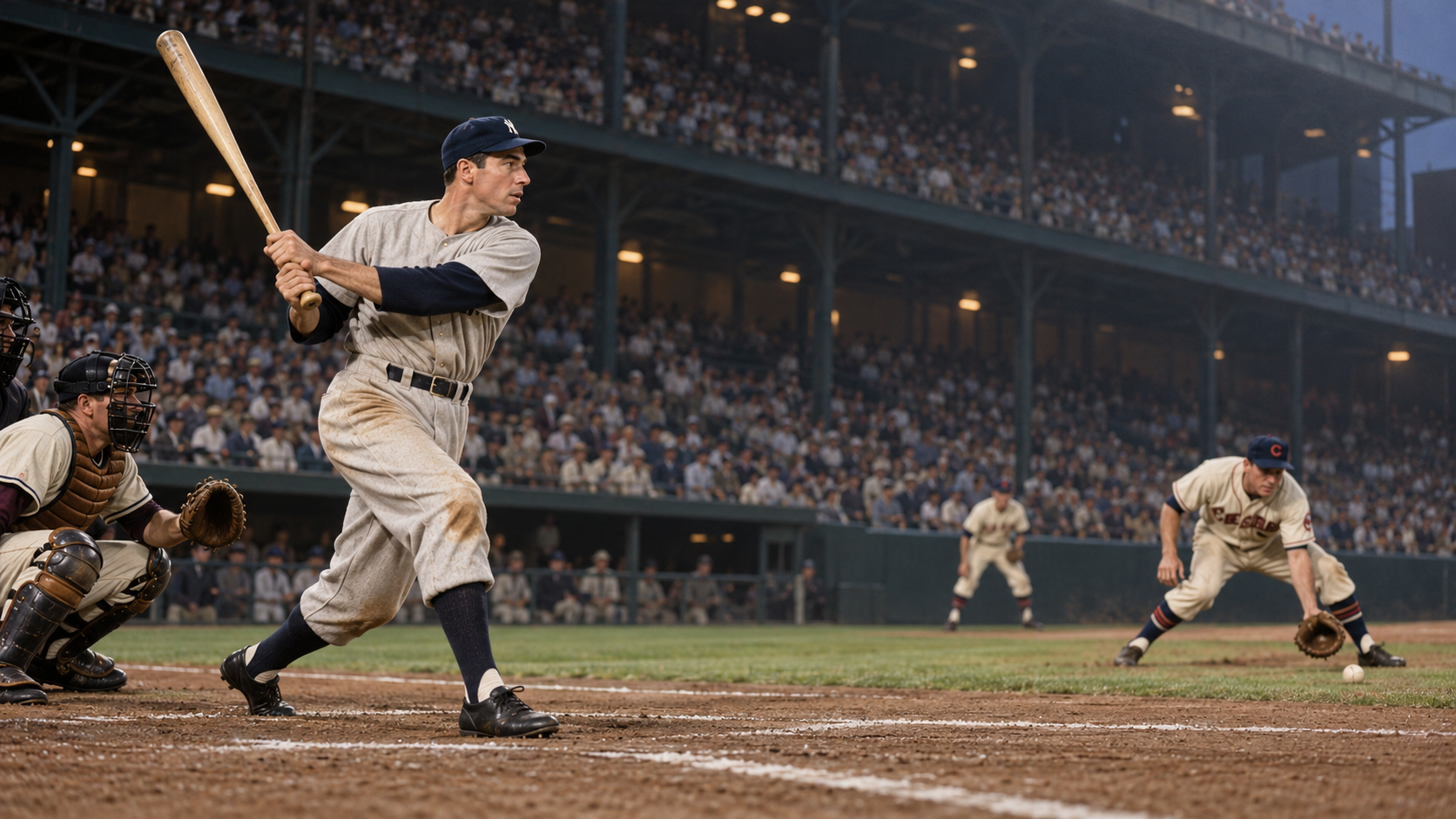 Photorealistic historical reconstruction of the game that ended Joe DiMaggio’s 56-game hitting streak.