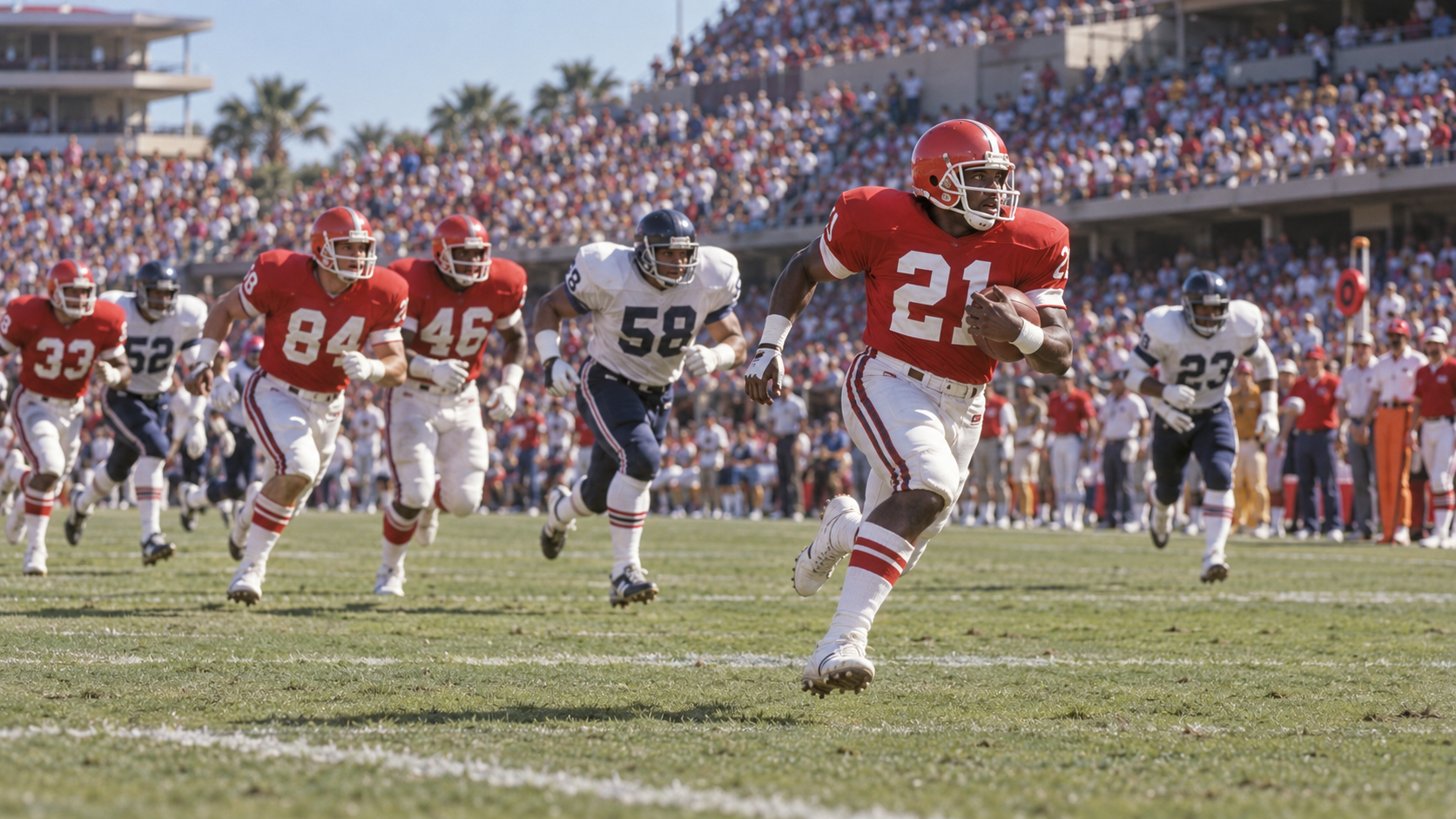 Photorealistic historical reconstruction of the United States Football League opening play in 1983