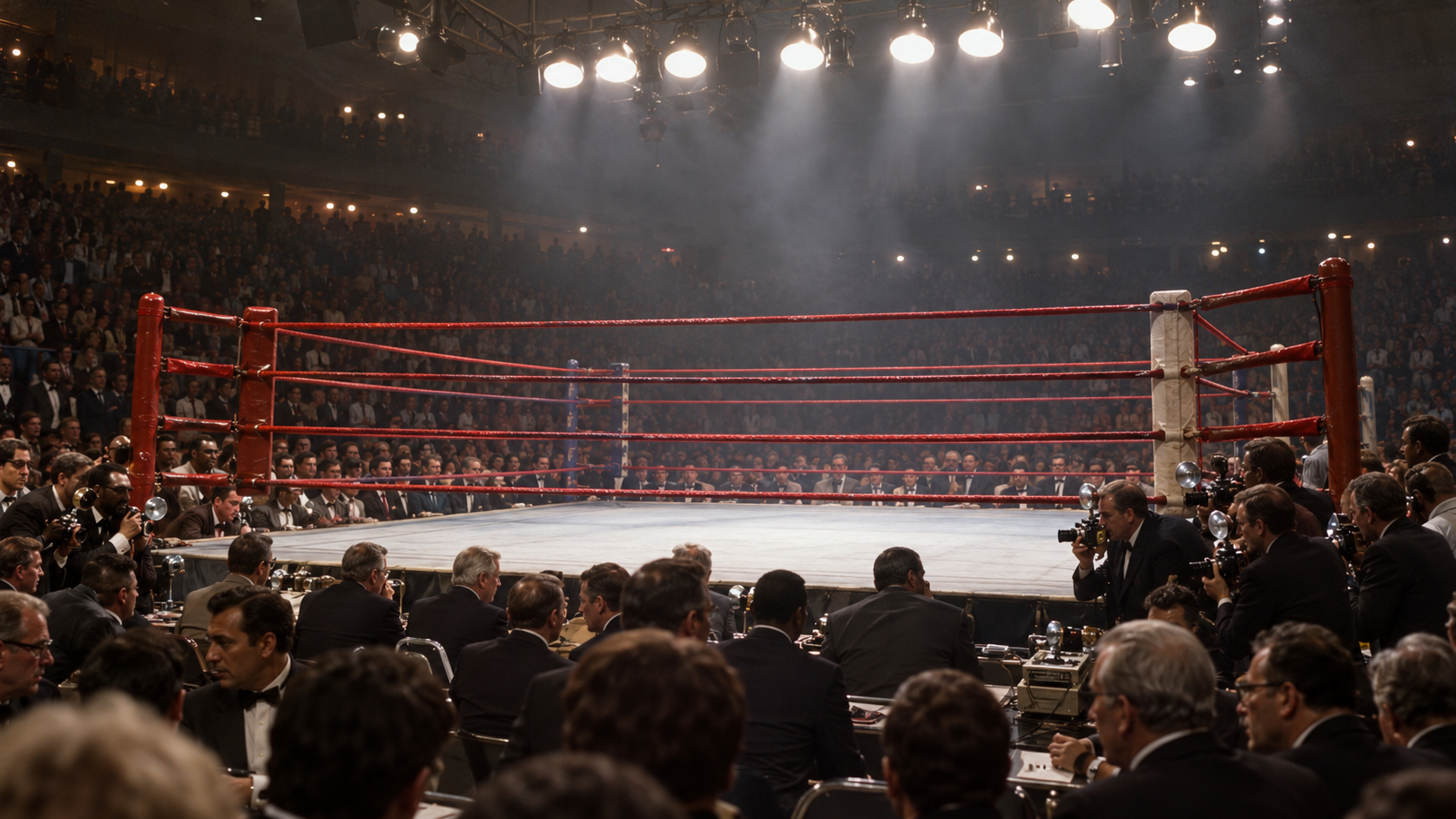 Photorealistic historical reconstruction of Madison Square Garden before the Ali-Frazier heavyweight fight in 1971