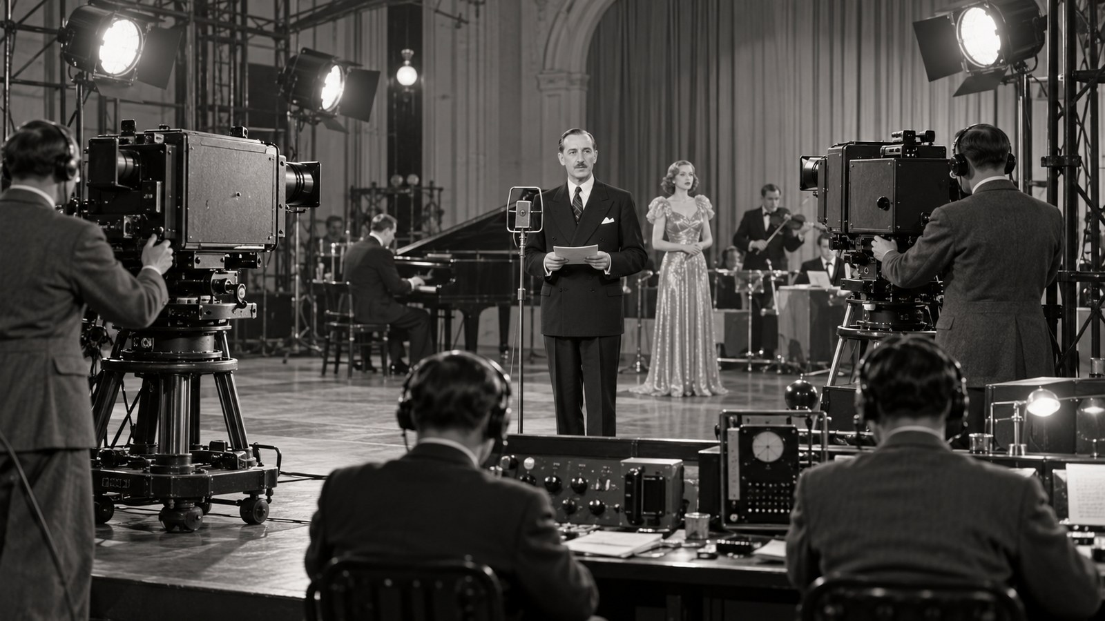 AI reconstruction of the BBC television launch at Alexandra Palace in 1936