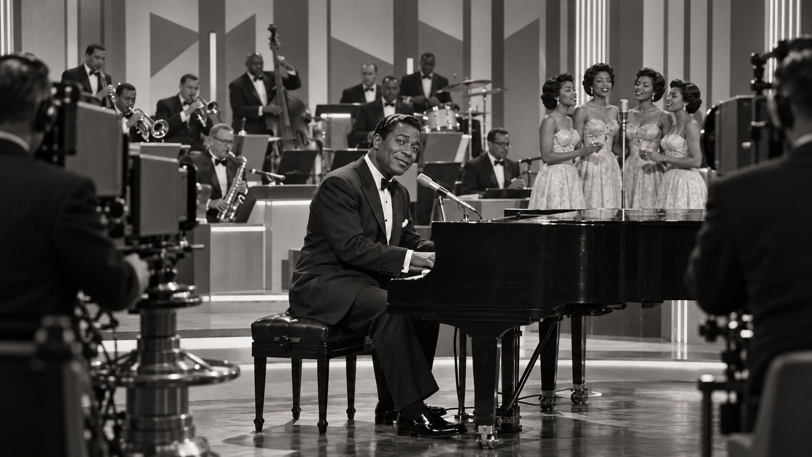AI reconstruction of Nat King Cole hosting his television premiere in 1956