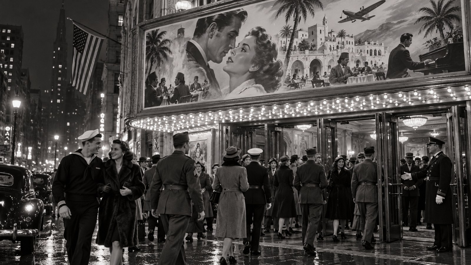 AI reconstruction of the Casablanca premiere in New York in 1942