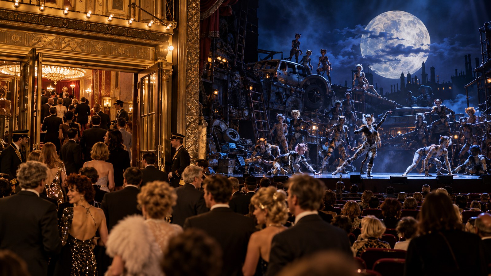 AI reconstruction of the opening night audience for Cats on Broadway in 1982