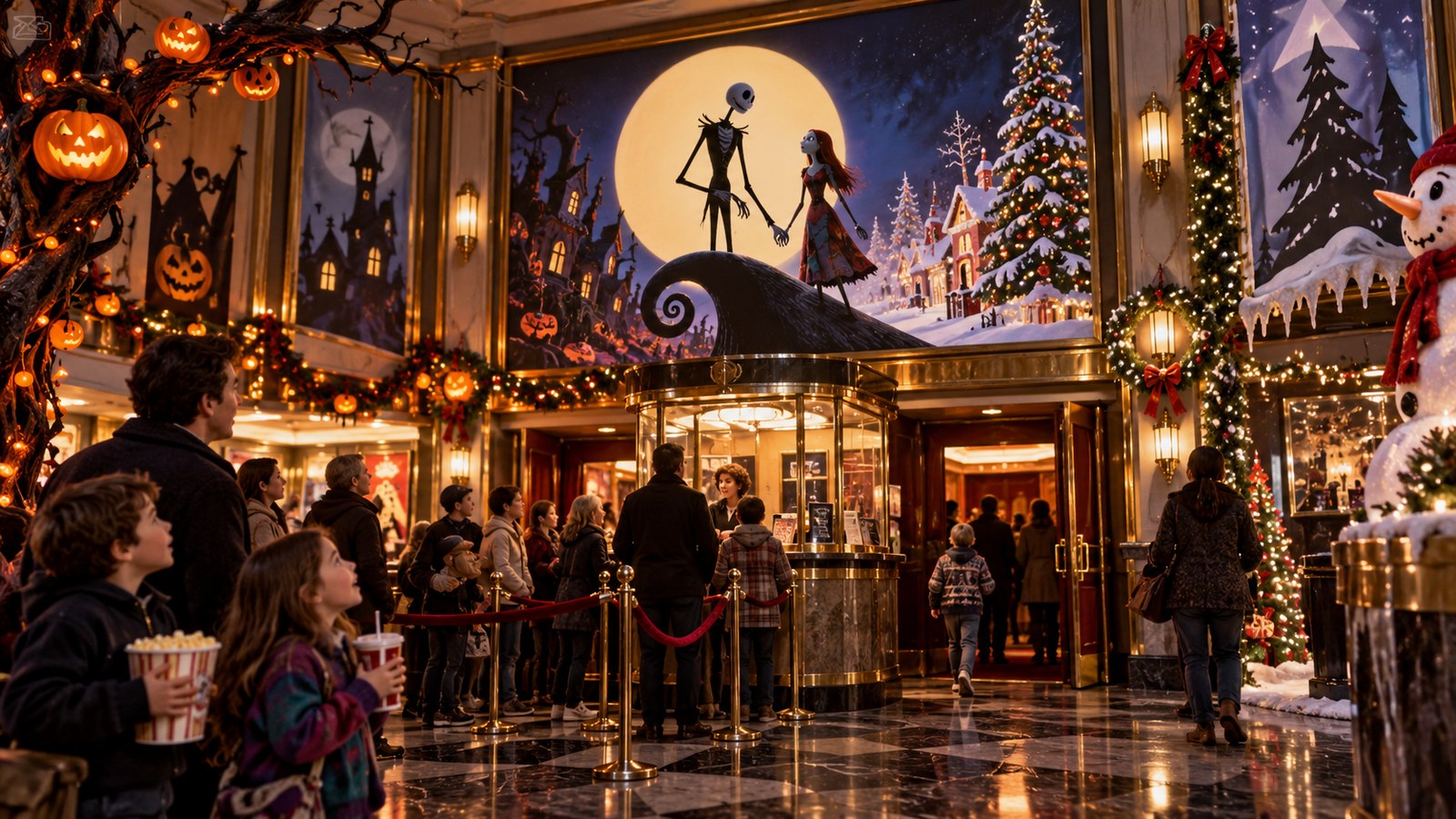AI reconstruction of audiences attending The Nightmare Before Christmas in 1993