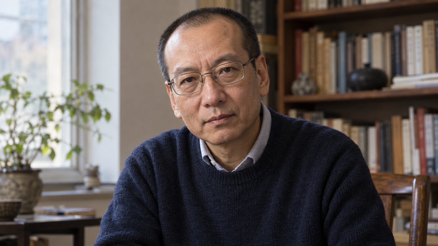 Realistic editorial recreation of Liu Xiaobo for a historical quote post.