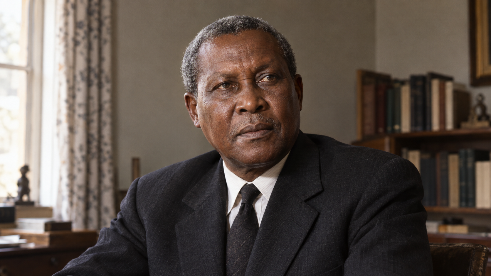 Realistic editorial recreation of Albert Lutuli for a historical quote post.