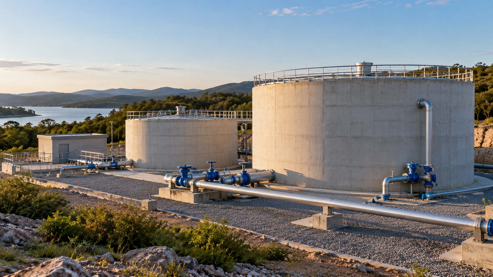 Concrete water infrastructure at a public works project