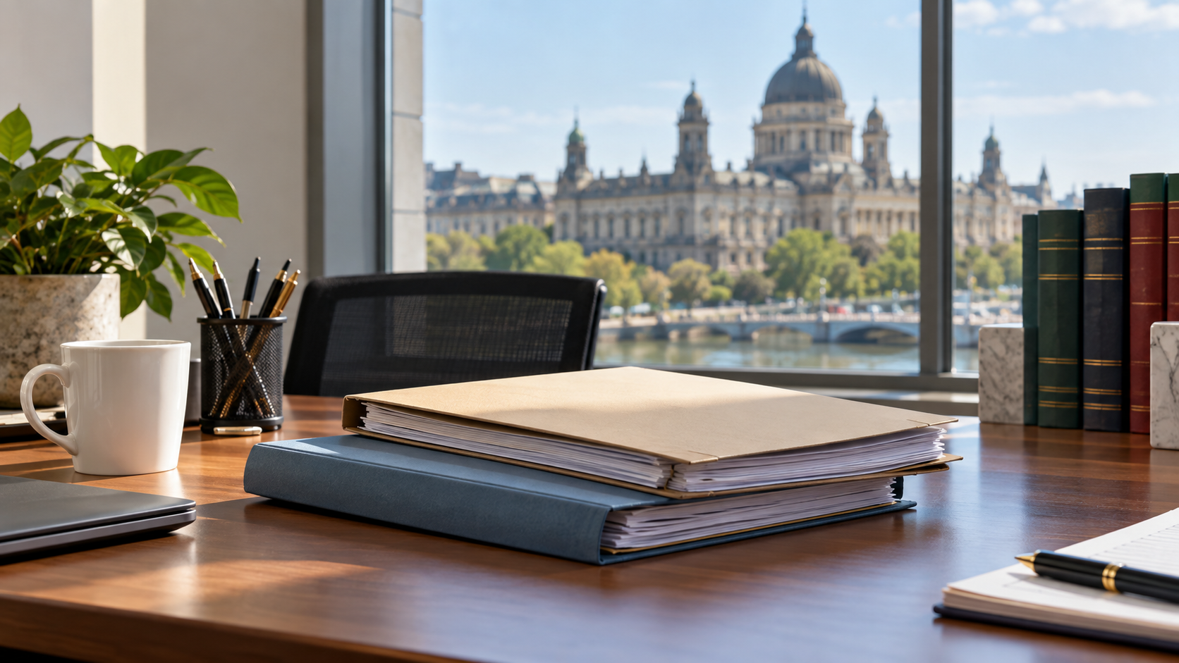 Document folders and reference books in a government regulatory office
