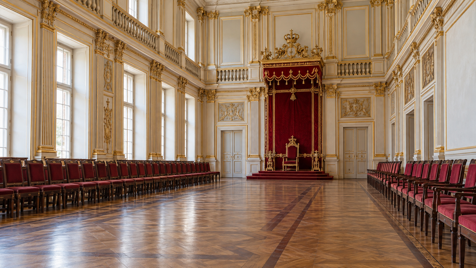 Historical reconstruction of the Senate Chamber at Warsaw’s Royal Castle, where the Constitution of May 3 was adopted in 1791.