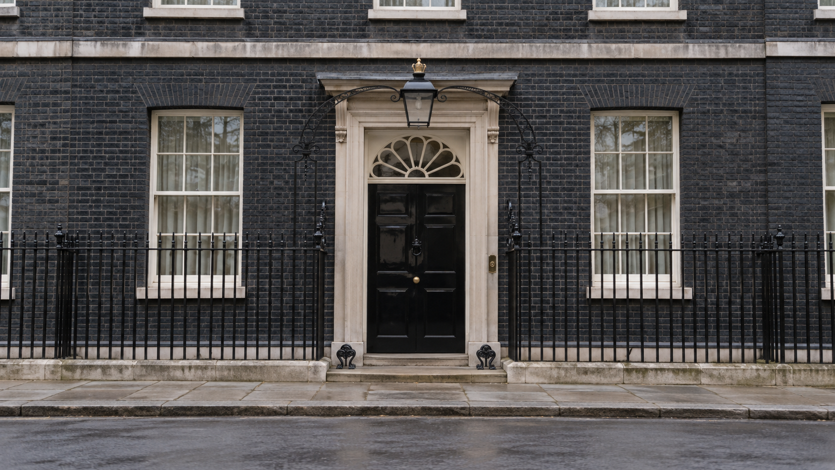 Historical reconstruction of the entrance to 10 Downing Street around 1979, the year Margaret Thatcher became prime minister.