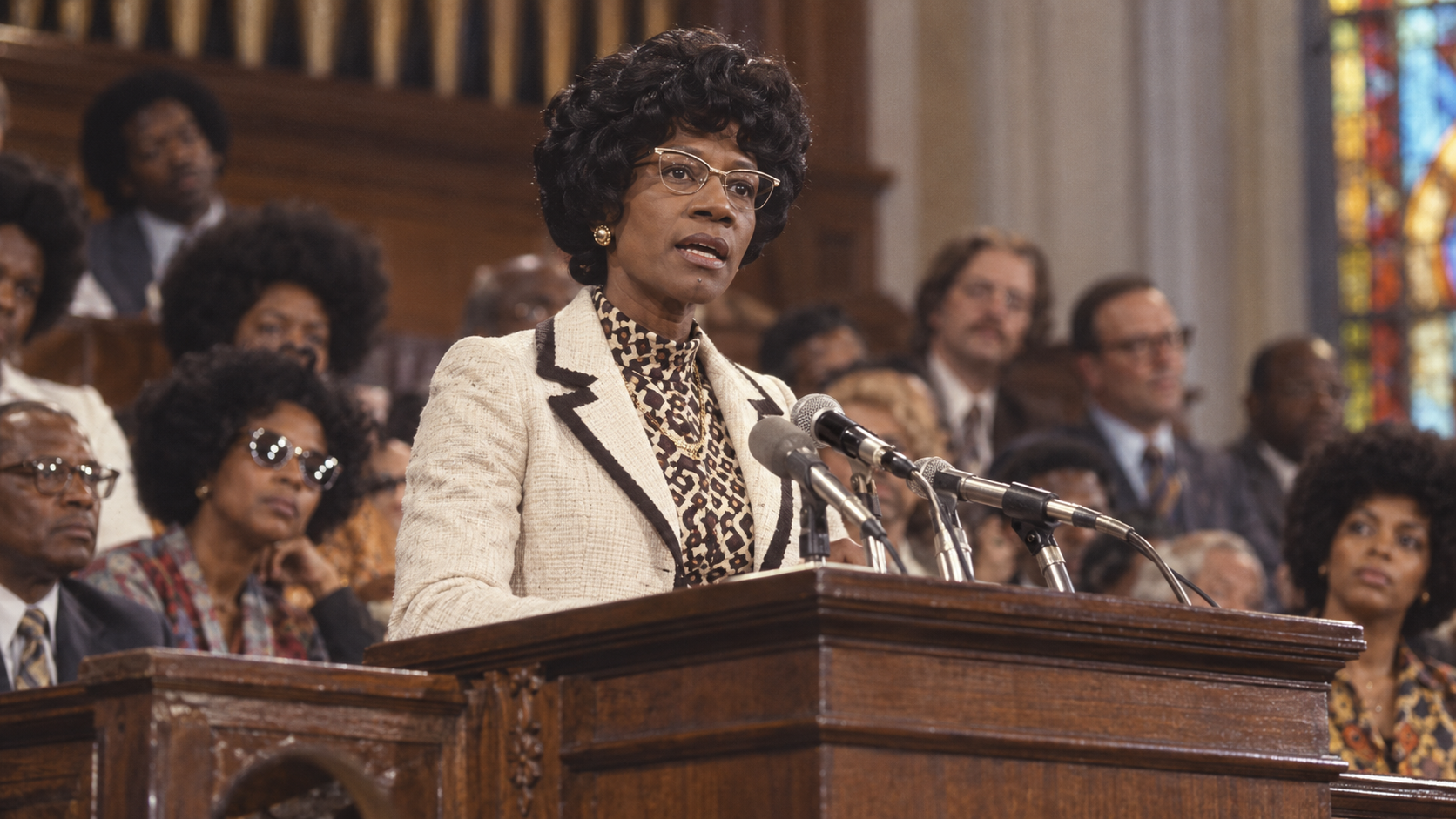 AI-generated editorial recreation of Shirley Chisholm in the setting connected to the 1972 quotation.