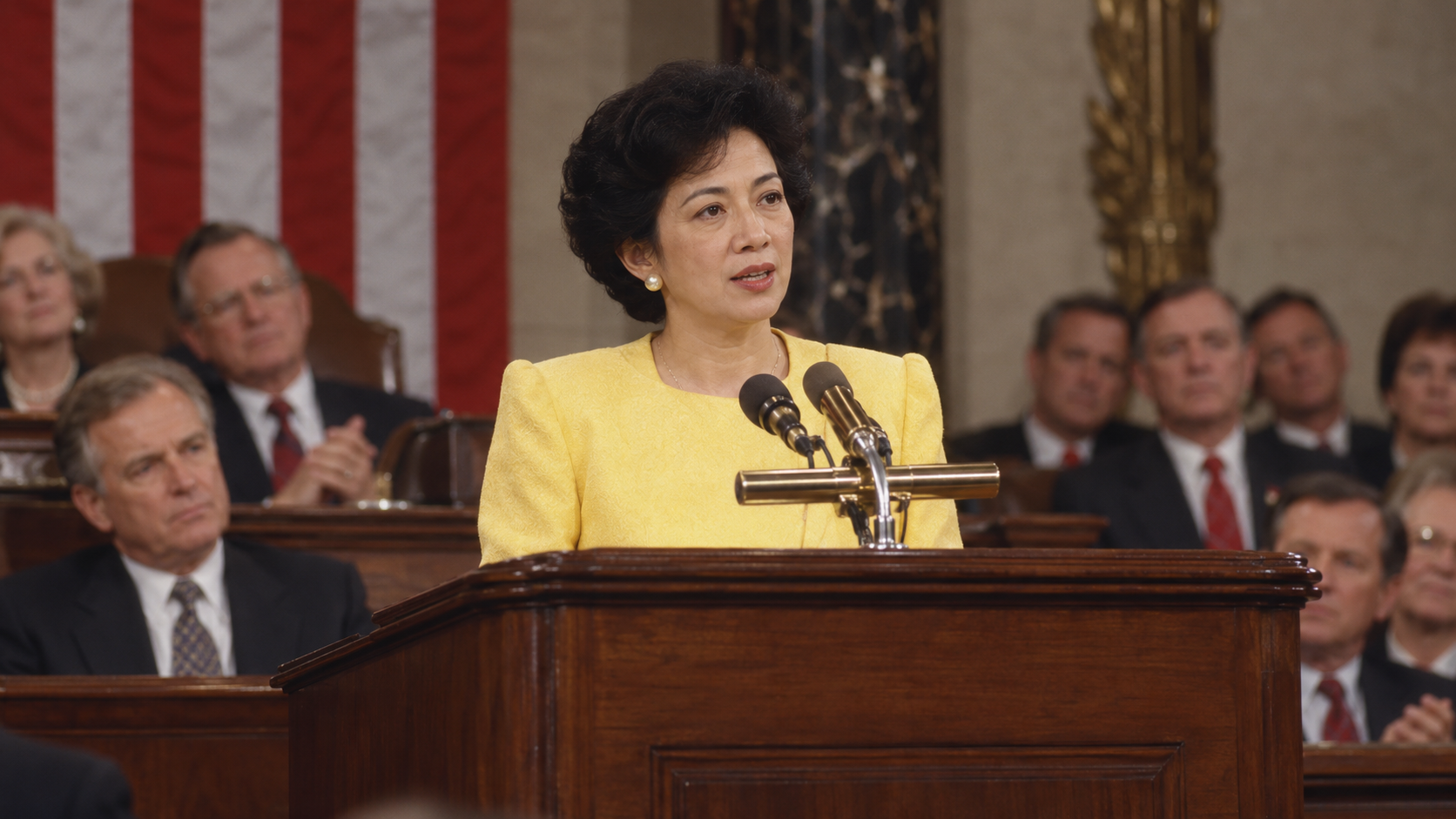AI-generated editorial recreation of Corazon Aquino in the setting connected to the 1986 quotation.