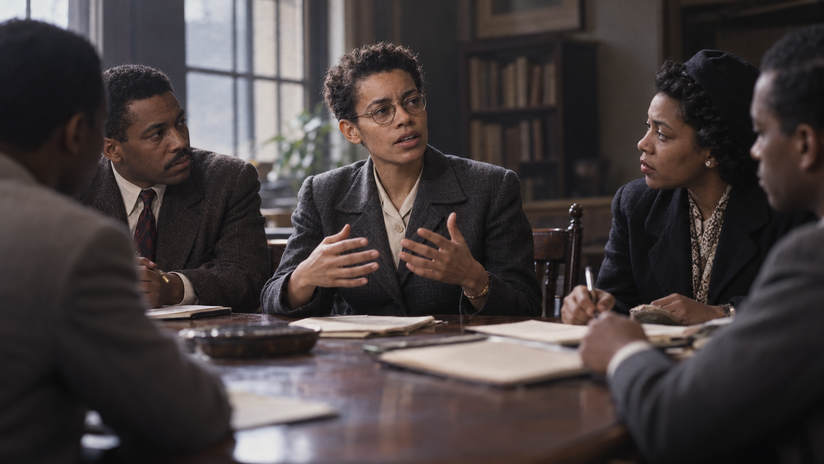 AI-generated editorial recreation of Pauli Murray in the setting connected to the 1945 quotation.