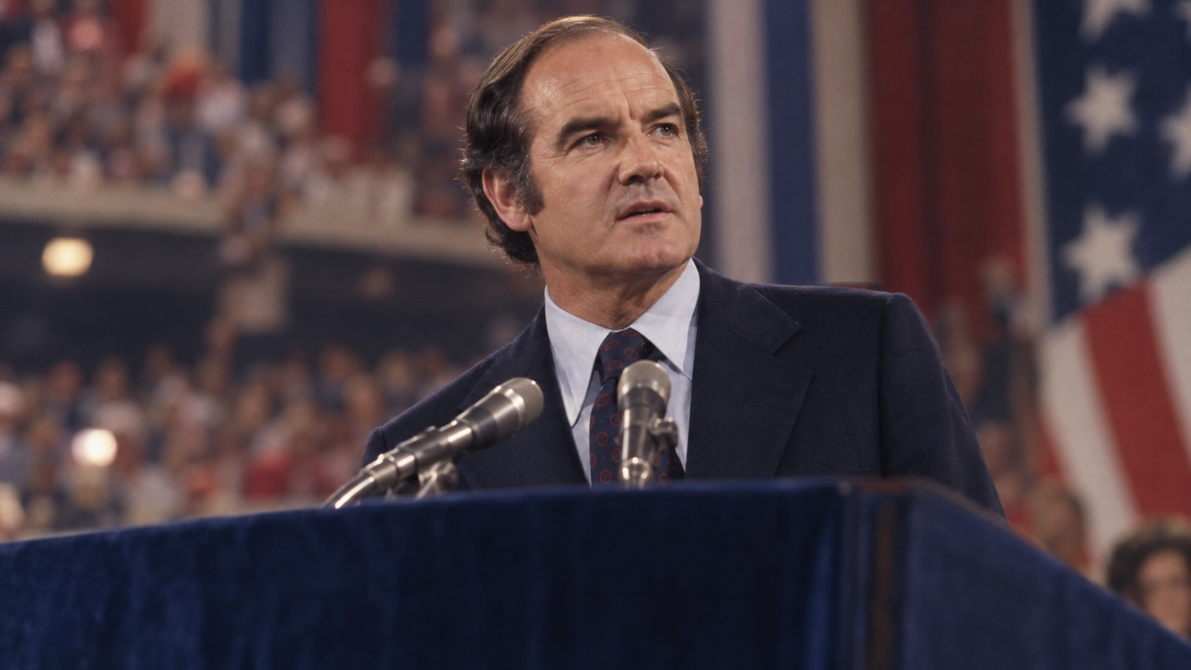AI-generated editorial recreation of George McGovern in the setting connected to the 1972 quotation.