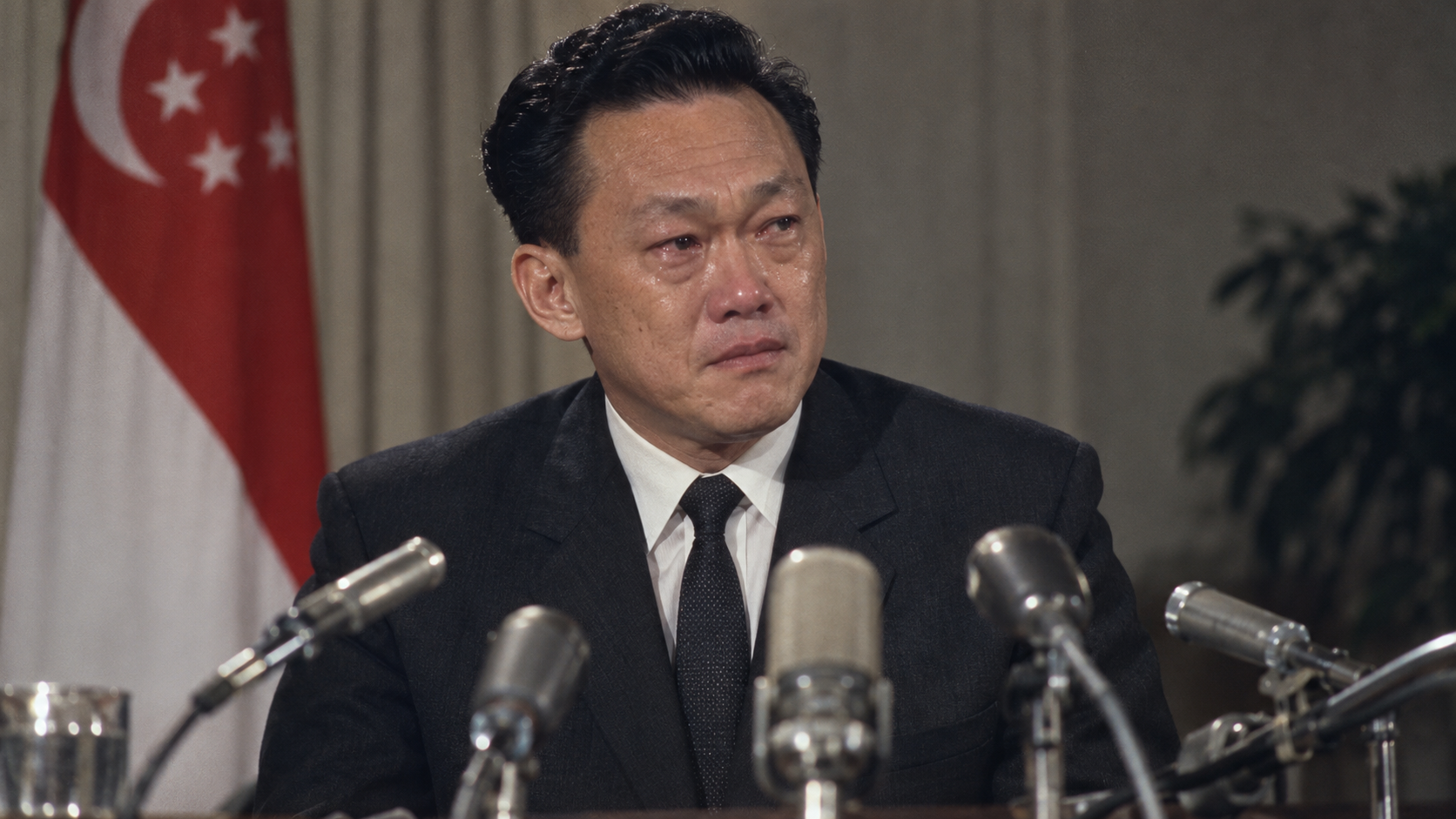 AI-generated editorial recreation of Lee Kuan Yew in the setting connected to the 1965 quotation.