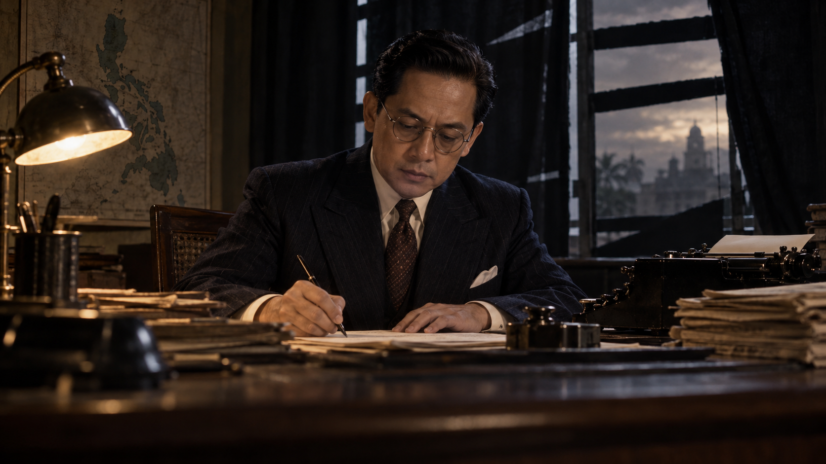 AI-generated editorial recreation of Carlos P. Romulo in the setting connected to the 1941 quotation.