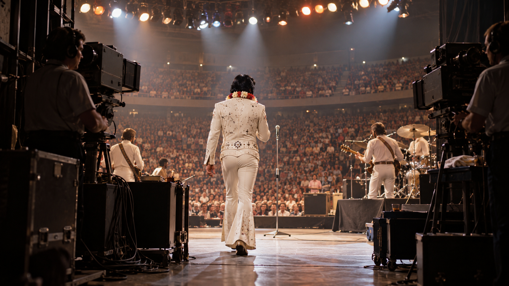 AI reconstruction of a 1973 Honolulu arena concert prepared for satellite television
