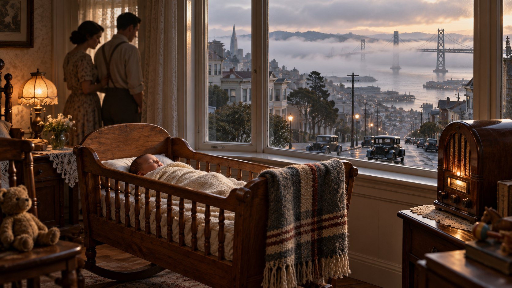 AI reconstruction of a 1930 San Francisco neighborhood marking Clint Eastwood's birth.