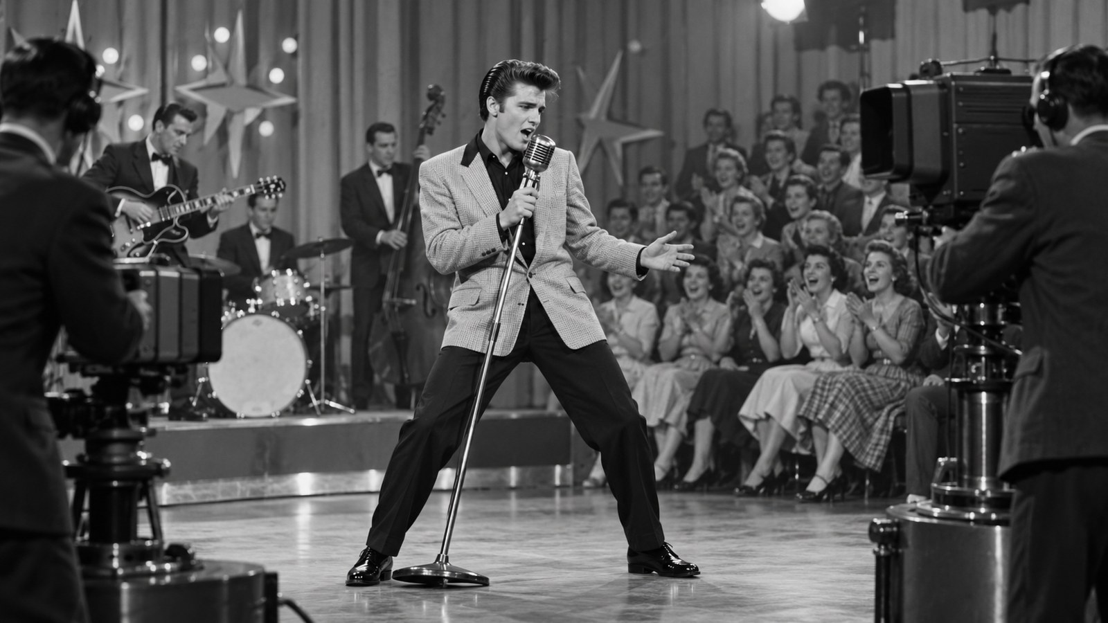 AI reconstruction of Elvis Presley's first Ed Sullivan Show appearance in 1956