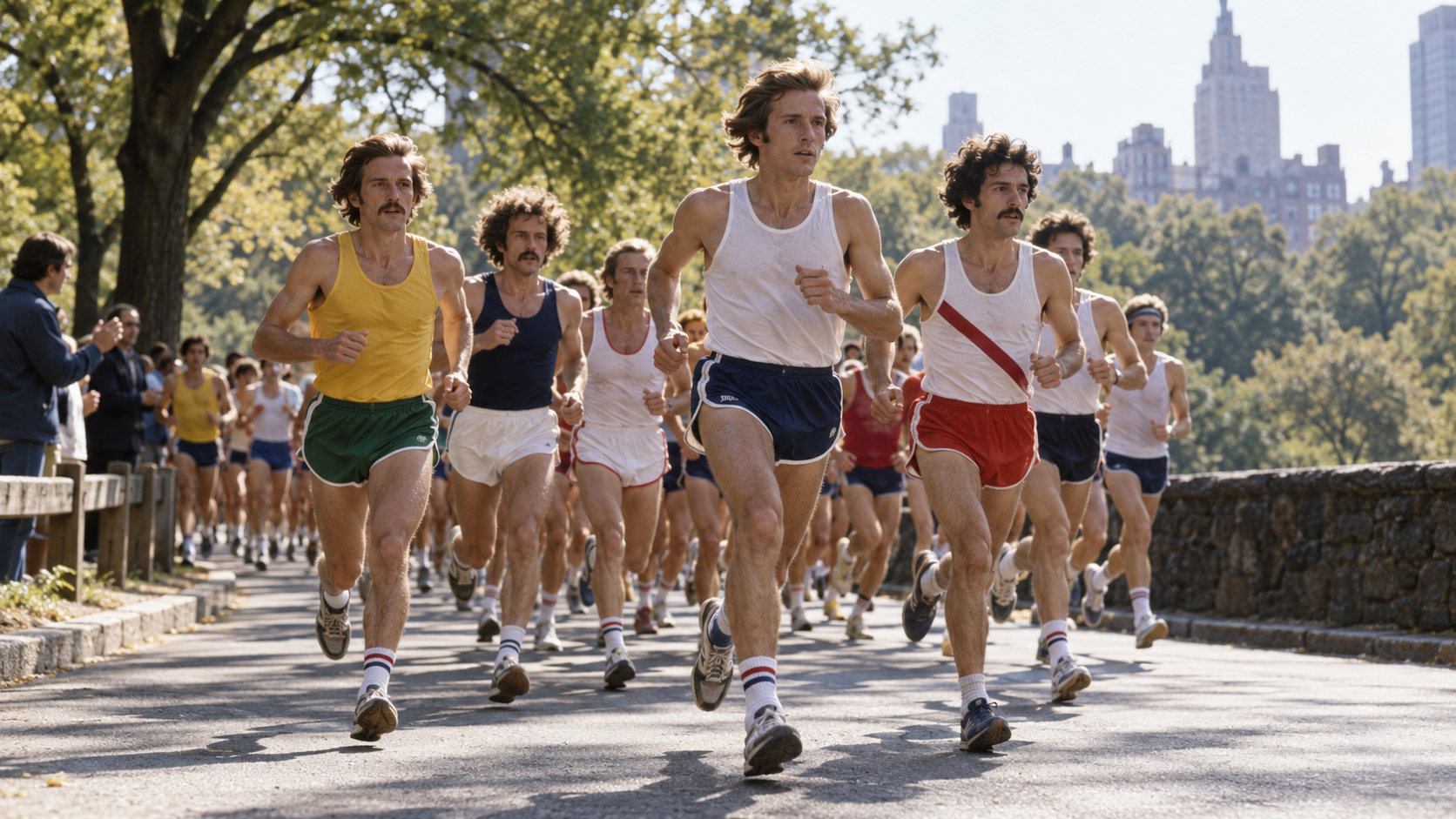 Photorealistic historical reconstruction of the first New York City Marathon starting in Central Park in 1970.