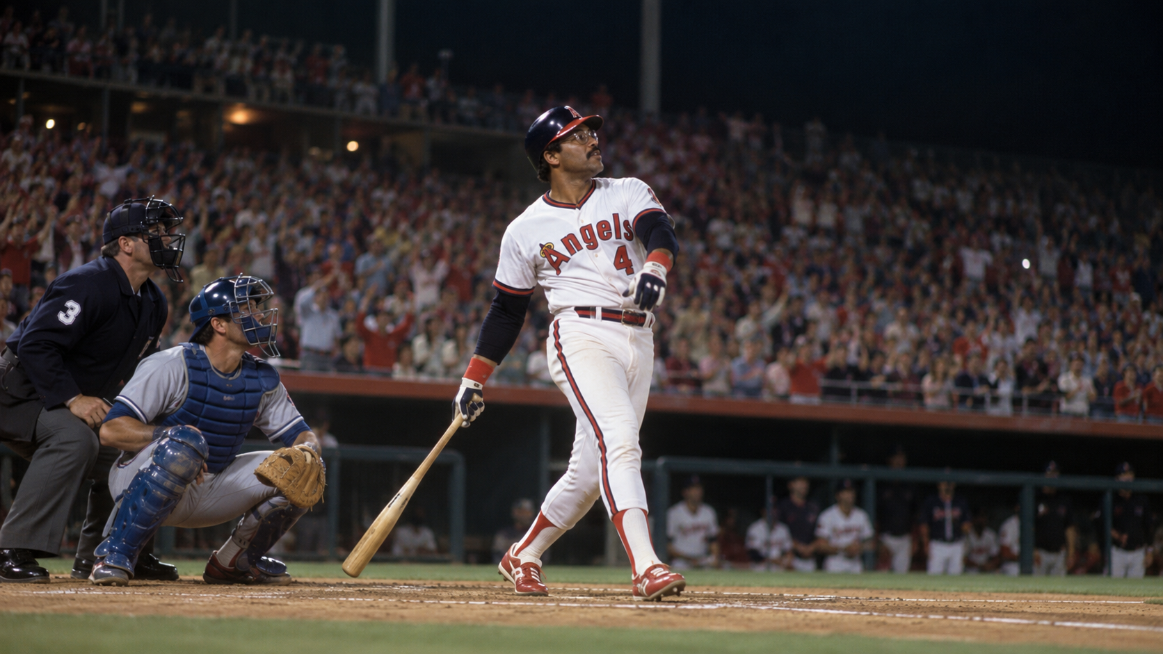 Photorealistic reconstruction of Reggie Jackson hitting his 500th career home run in 1984.