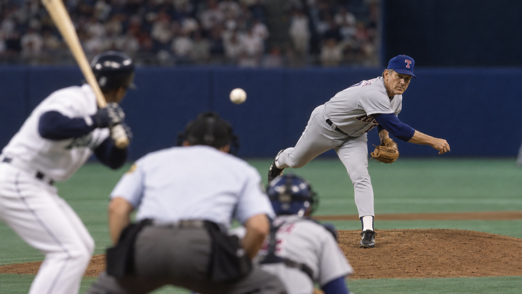 Photorealistic reconstruction of Nolan Ryan making his final major-league start in Seattle in 1993.