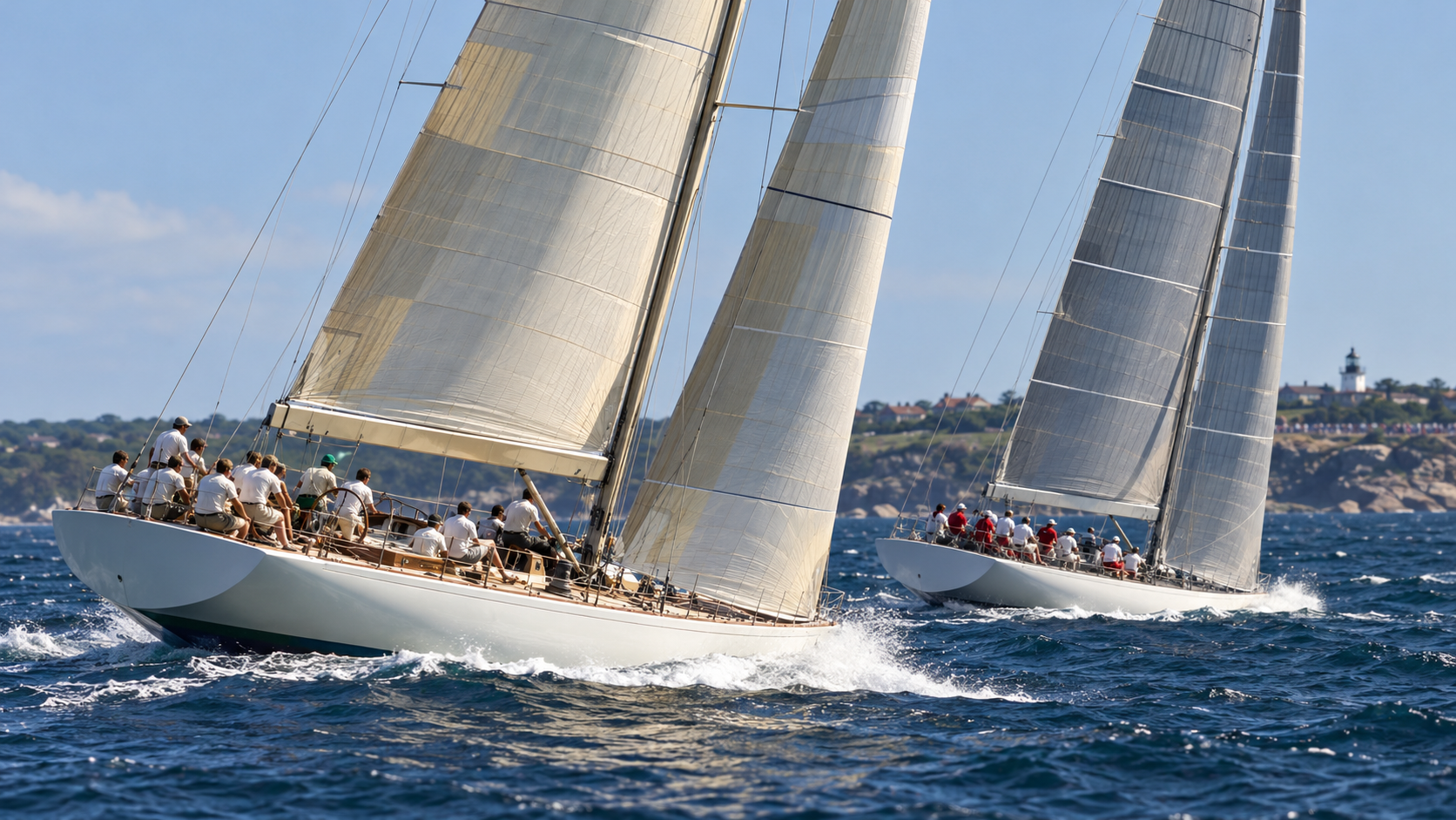 Photorealistic reconstruction of Australia II racing Liberty to win the 1983 America's Cup.