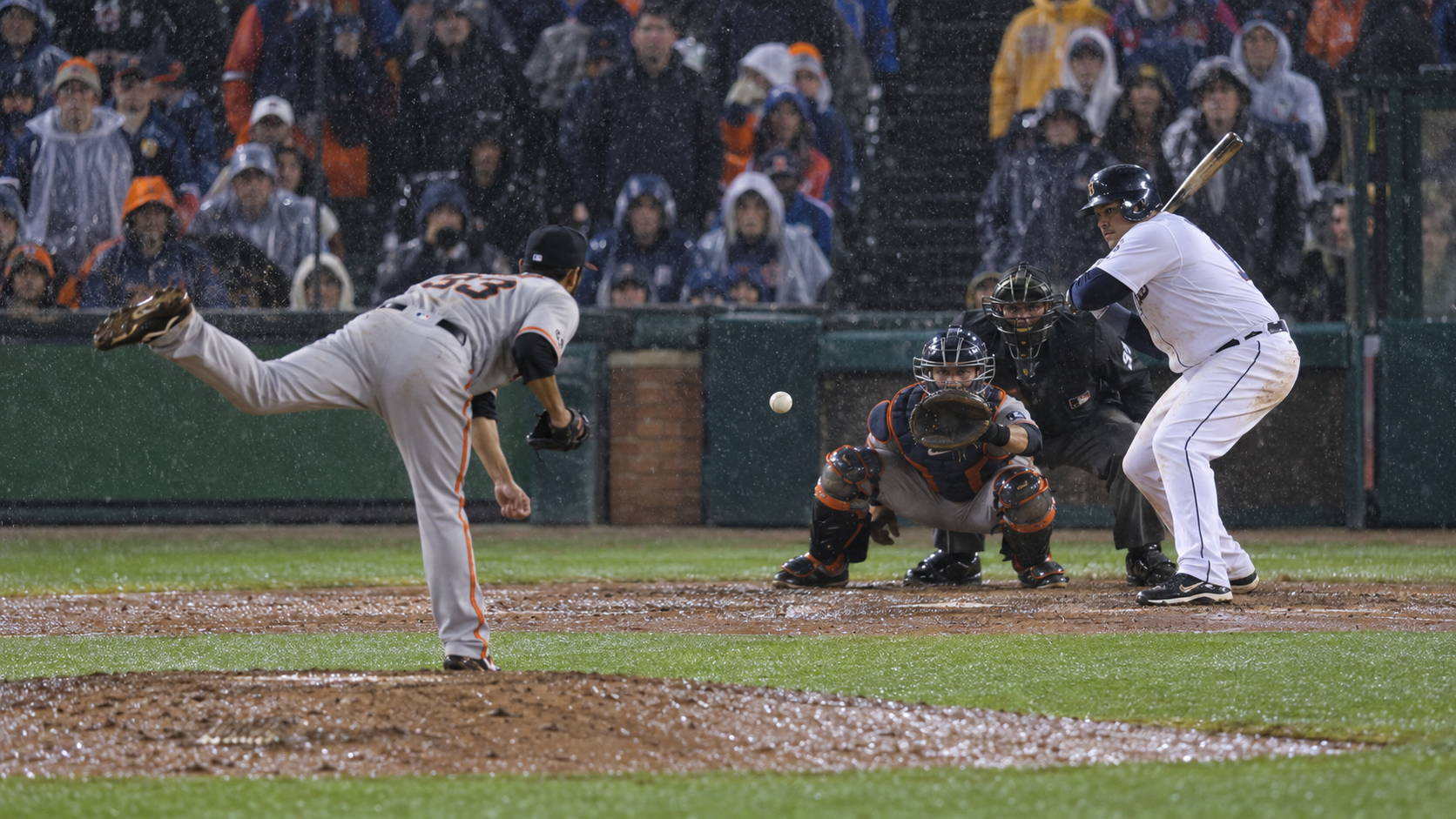 Photorealistic historical reconstruction of the Giants completing their 2012 World Series sweep in Detroit.