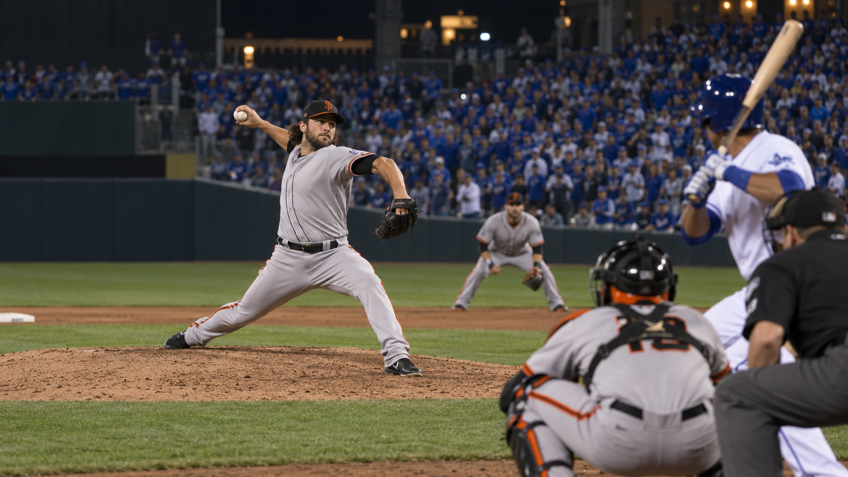 Photorealistic historical reconstruction of Madison Bumgarner pitching in 2014 World Series Game 7.