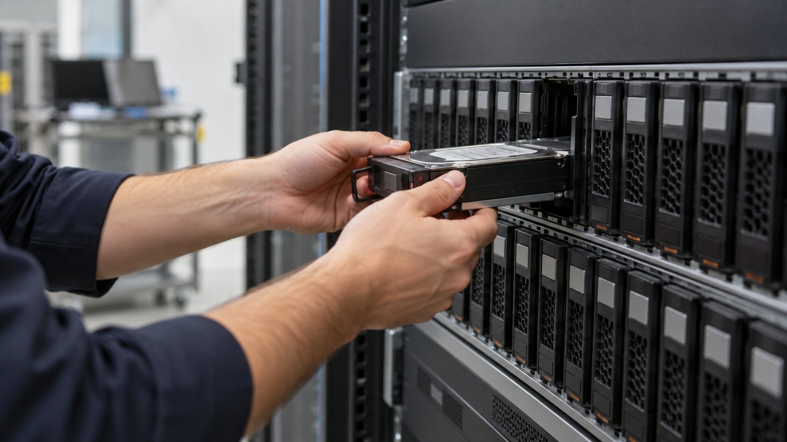 Storage administrator replacing a drive in a redundant server array