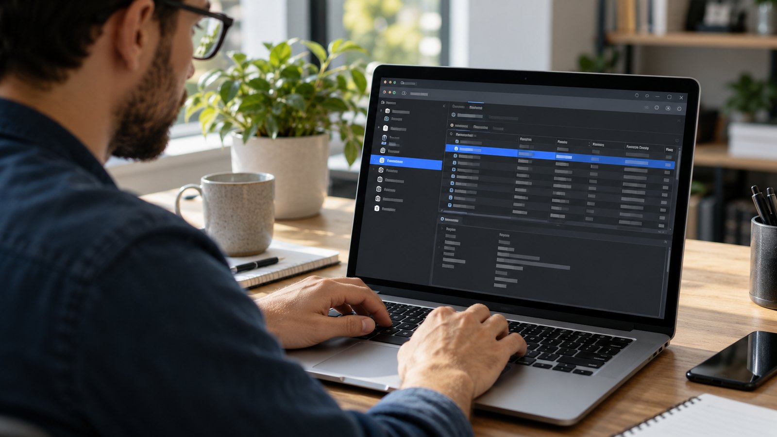 Web developer reviewing browser privacy and session settings on a laptop