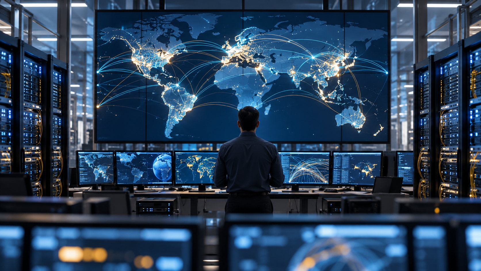 Global network operations center monitoring distributed edge server traffic