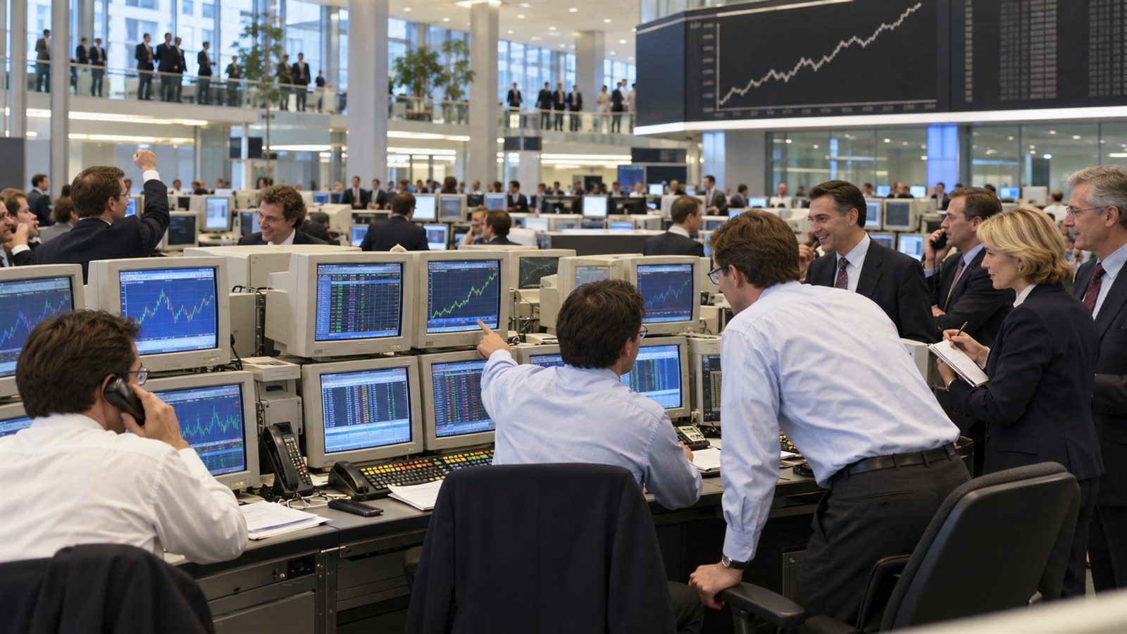 AI reconstruction of Europe's first ETFs beginning trade on Xetra in 2000.