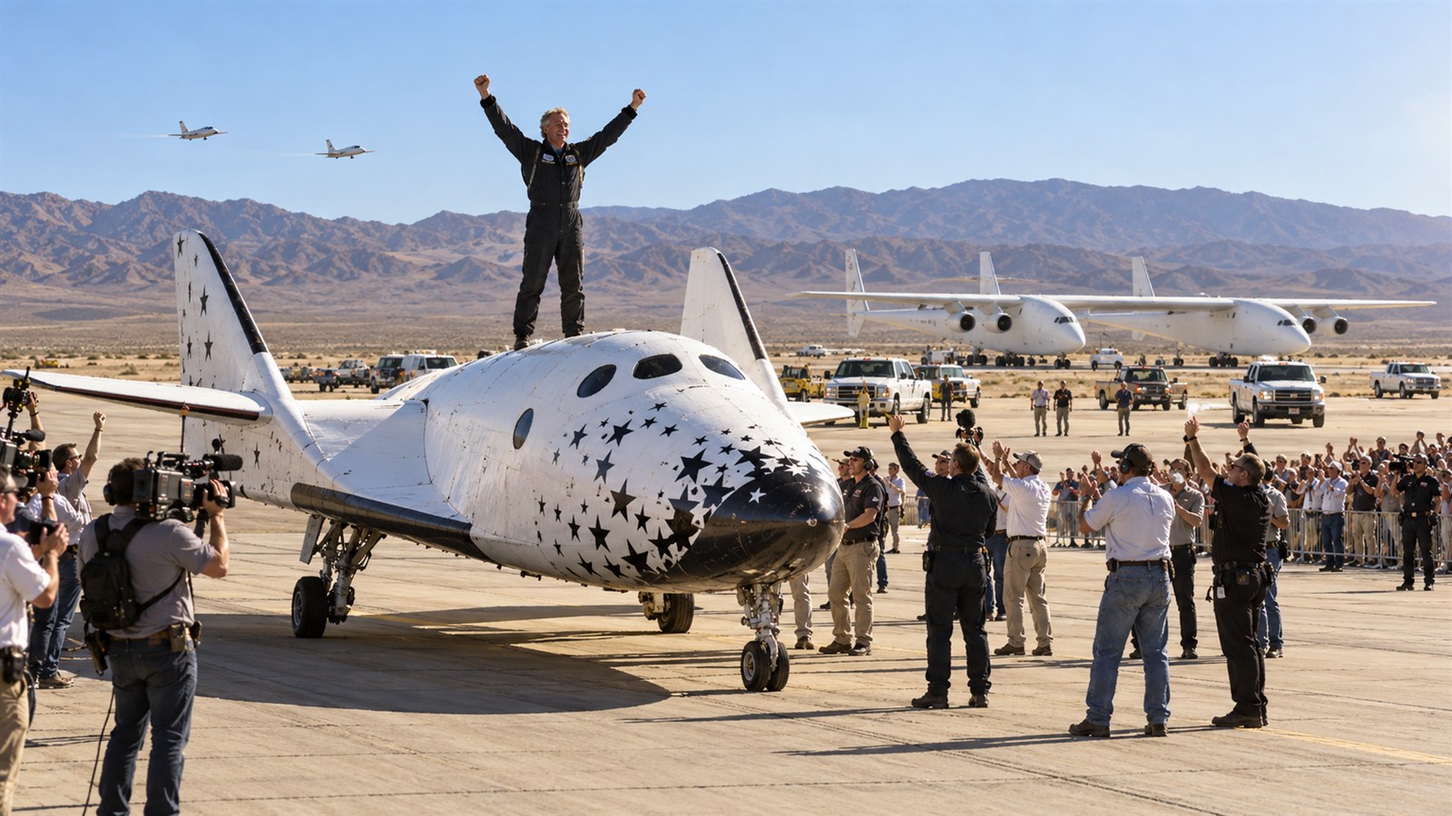 AI reconstruction of SpaceShipOne returning from the first privately funded human spaceflight in 2004.