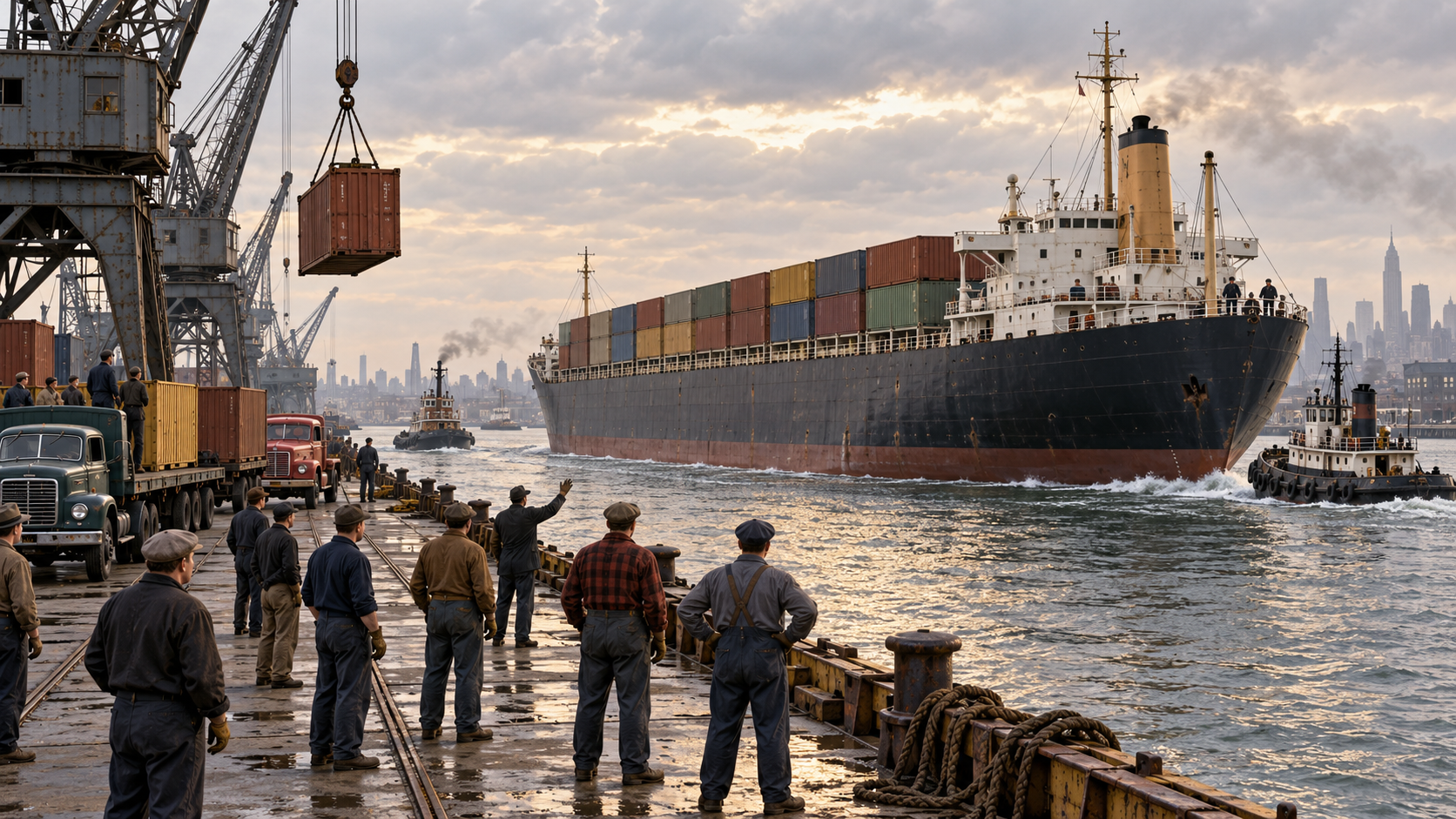 Historical reconstruction of 1956: Container Shipping Begins on April 26, 1956
