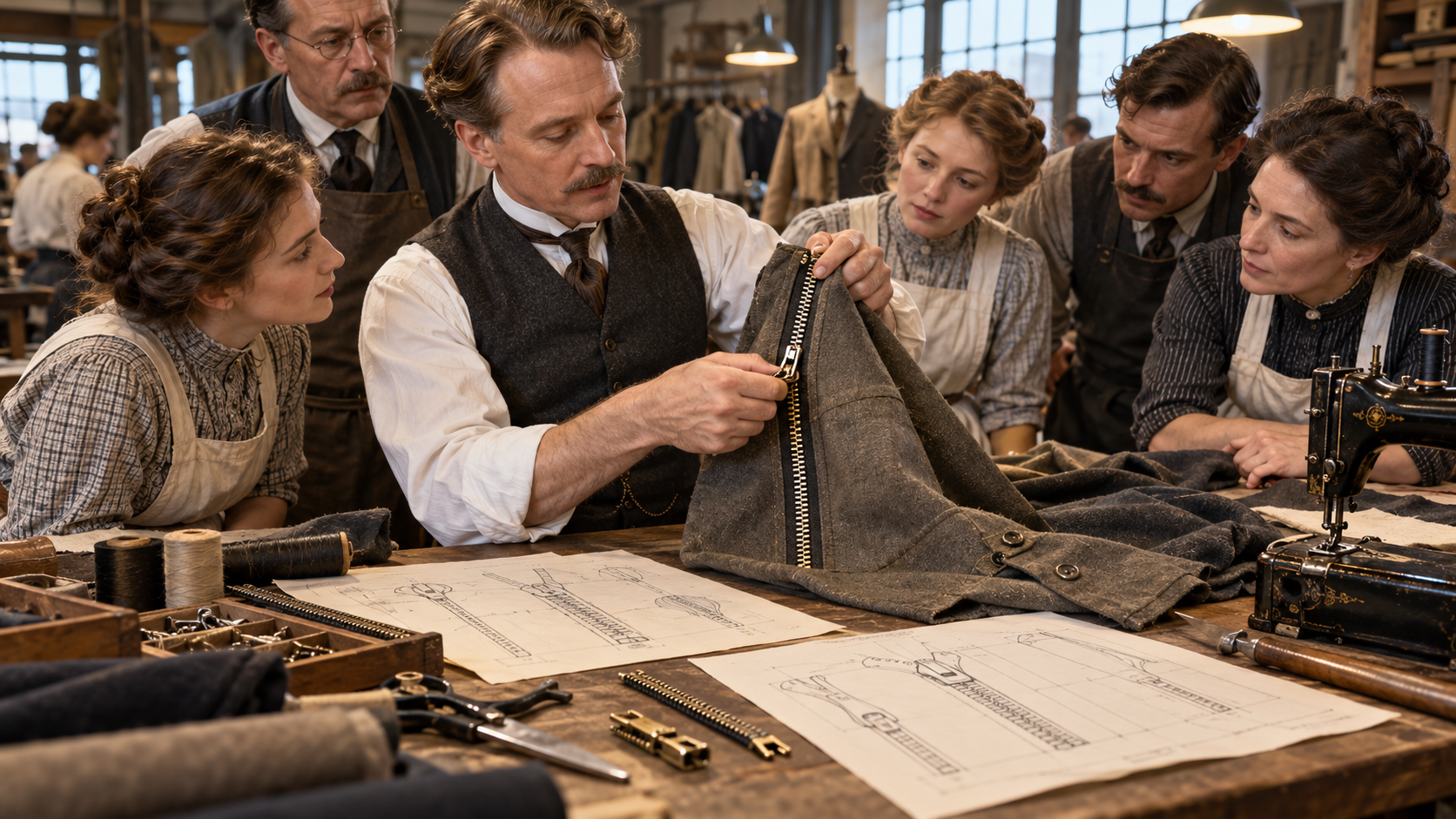 Historical reconstruction of 1913: Modern Zipper Is Patented on April 29, 1913