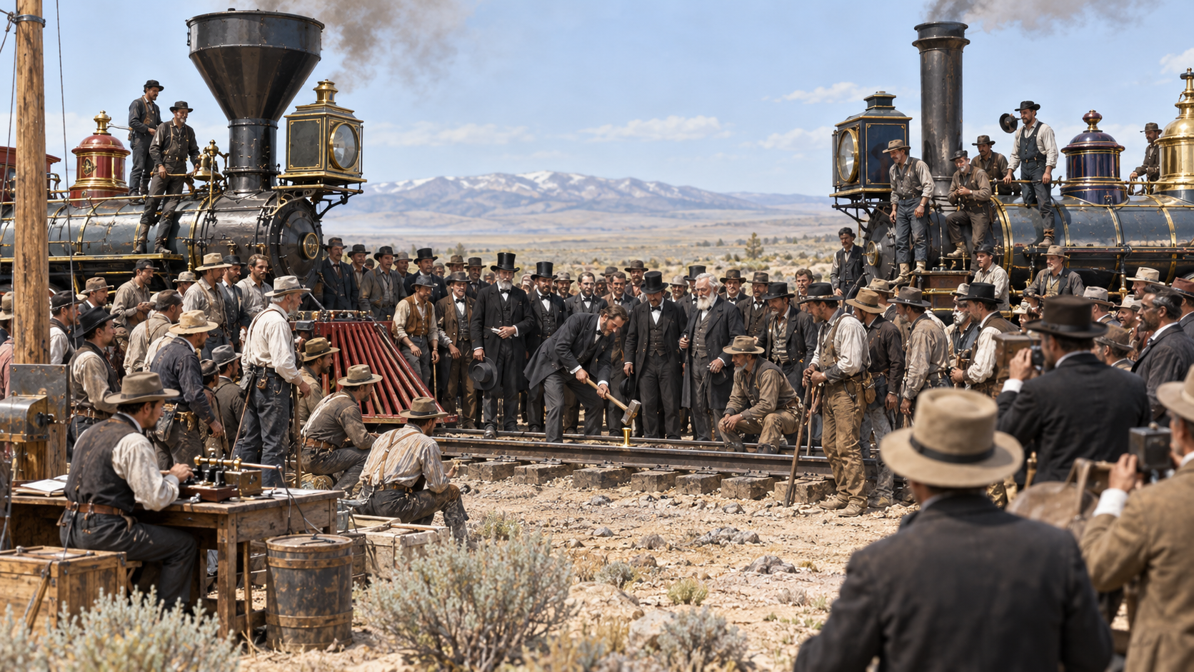 Historical reconstruction of 1869: Transcontinental Rail Joined on May 10, 1869