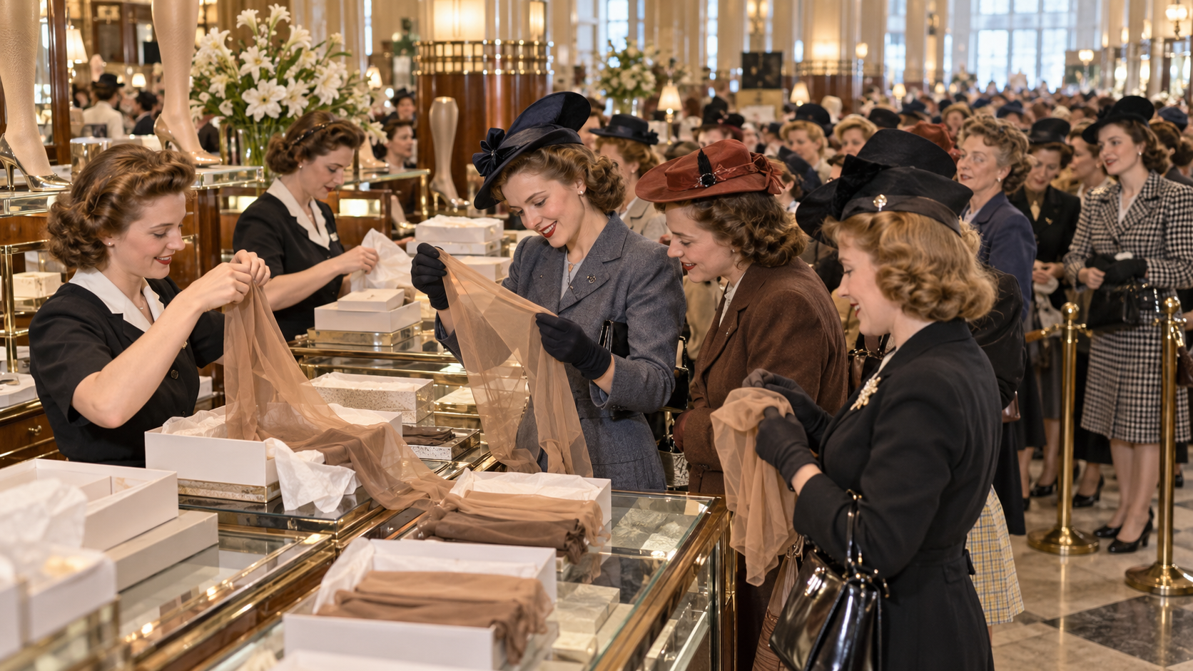 Historical reconstruction of 1940: Nylon Stockings Go on Sale on May 15, 1940