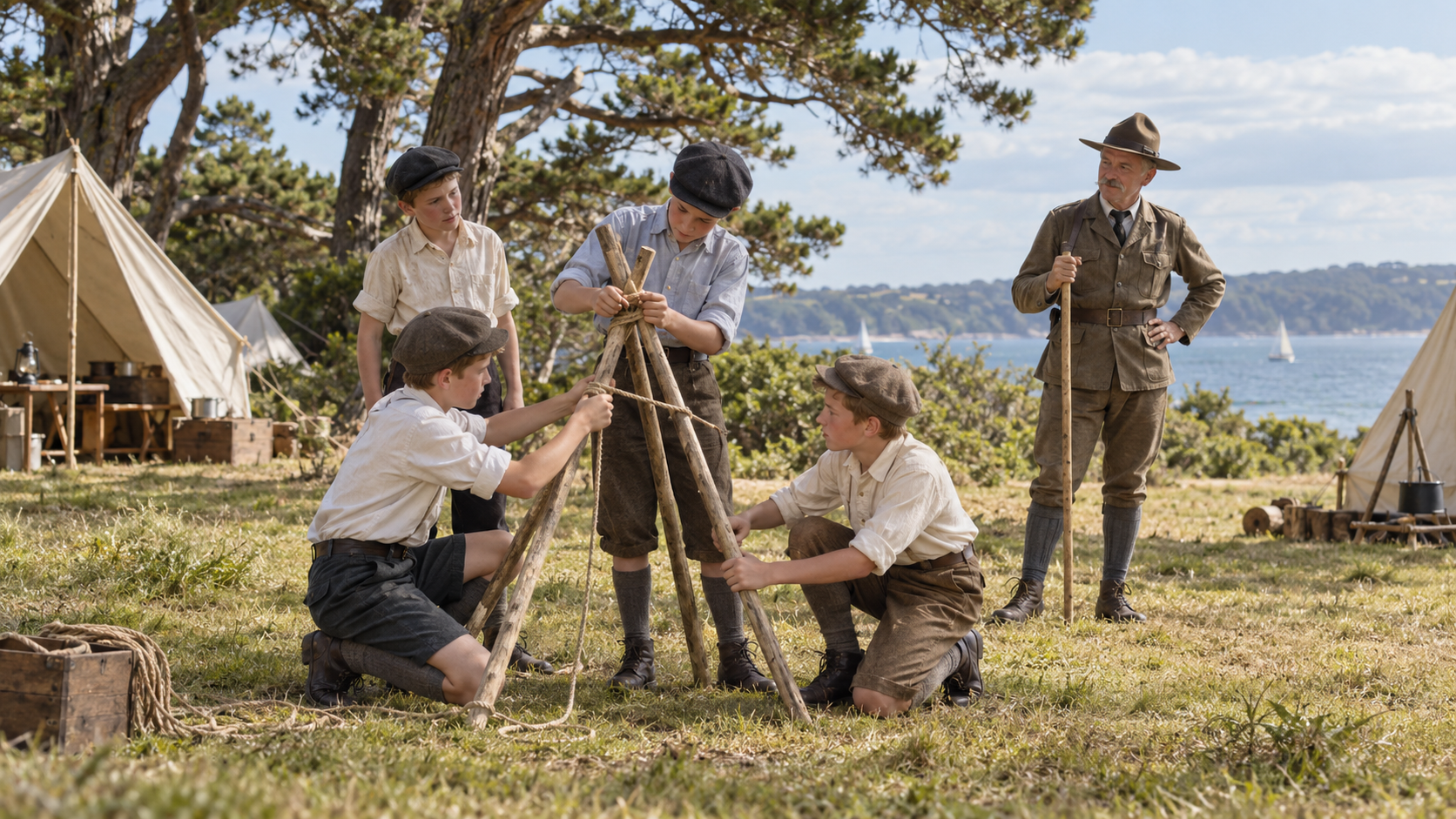 Historical reconstruction of 1907: First Scout Camp Opens on August 1, 1907