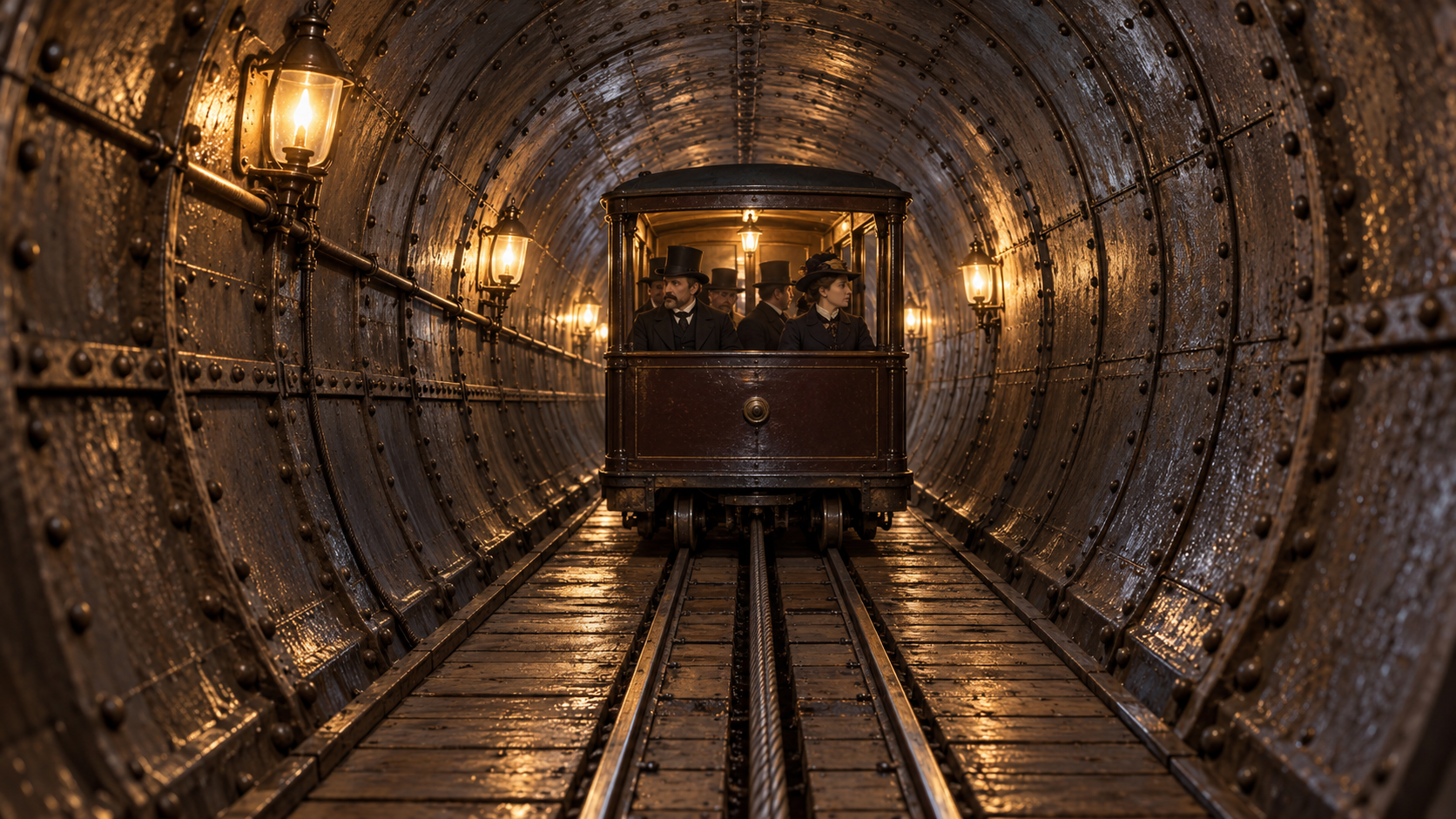 Historical reconstruction of 1870: Tower Subway Opens on August 2, 1870