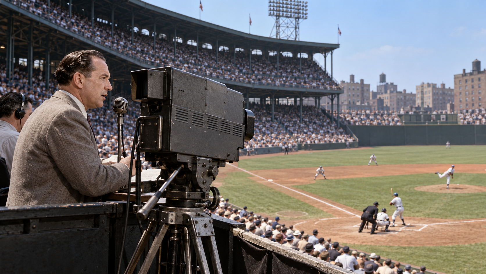 Historical reconstruction of the first televised Major League Baseball games on August 26, 1939