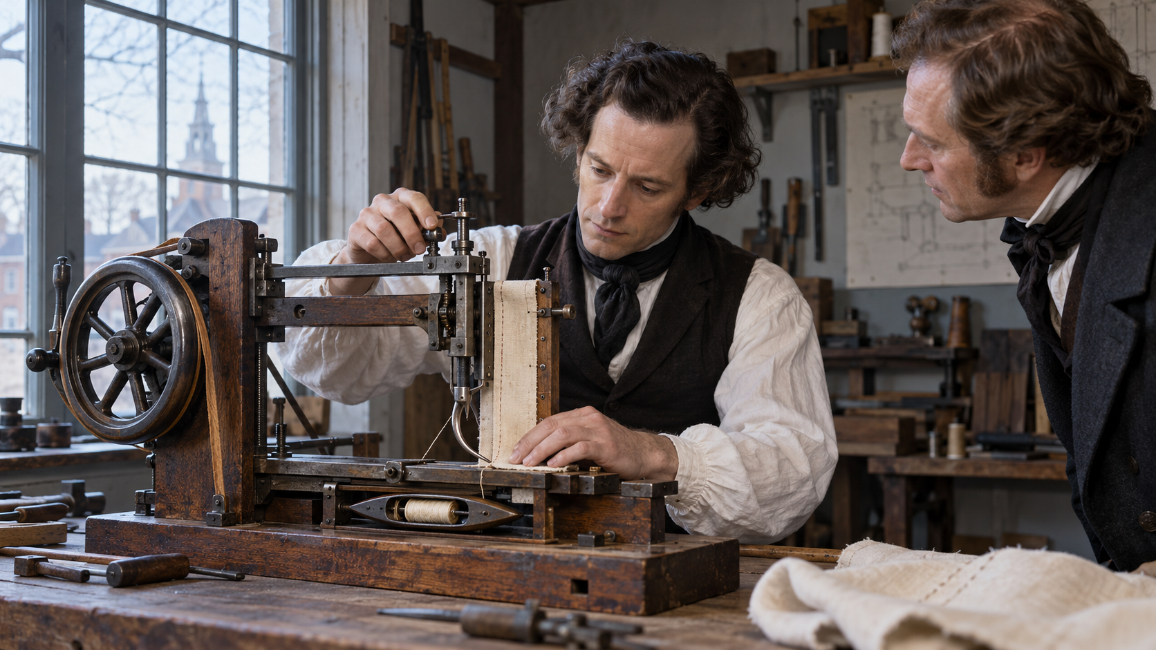 Historical reconstruction of 1846: Howe Patents Sewing Machine on September 10, 1846