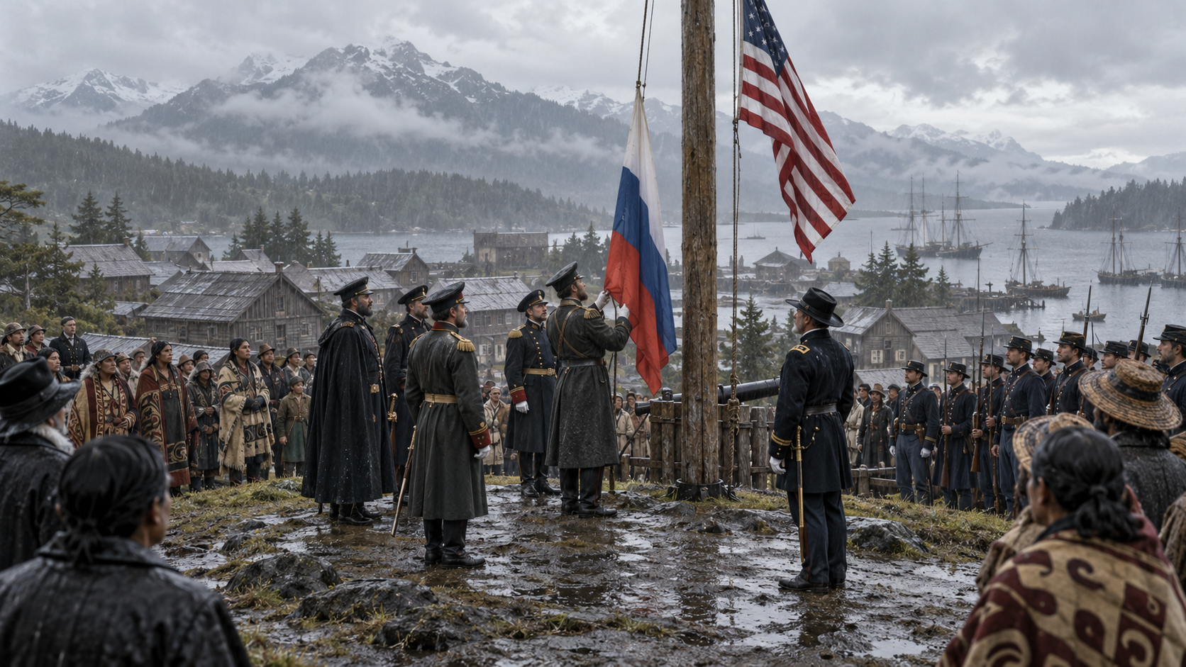 Historical reconstruction of 1867: Alaska Transfer Ceremony on October 18, 1867